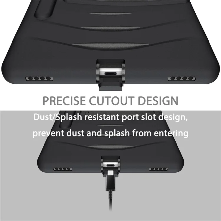 Cas Combinée de Tablette en Silicone à L'épreuve du Silicone Avec Moustiquaire Avec Tabage Samsung Galaxy S6 Sm-t860 / T865 - le Noir