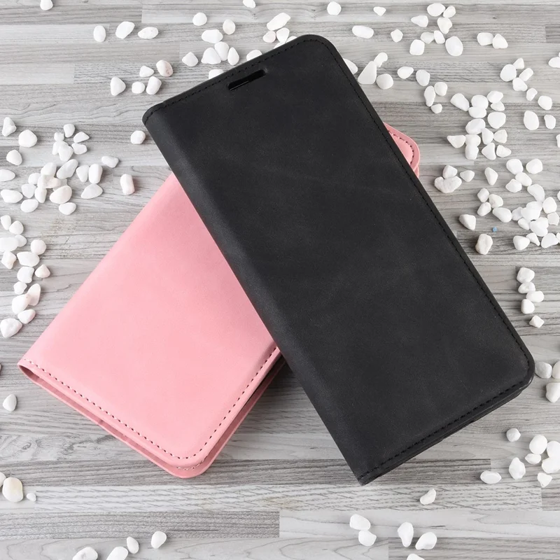 Funda de Billetera de Cuero Táctil Silky Para Samsung Galaxy A91/S10 Lite/m80s - Negro