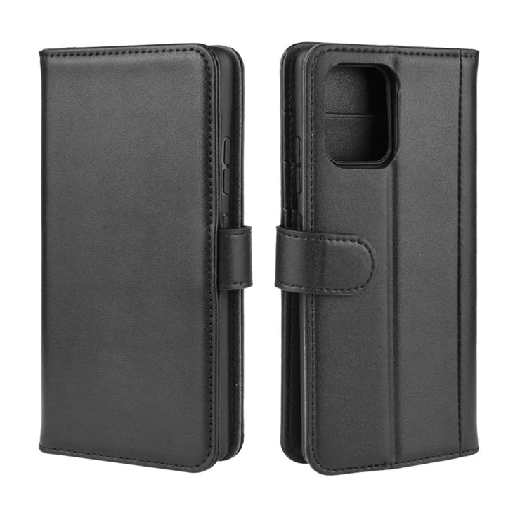 Split Leather Wallet Case for Samsung Galaxy A91/S10 Lite/M80s - Black