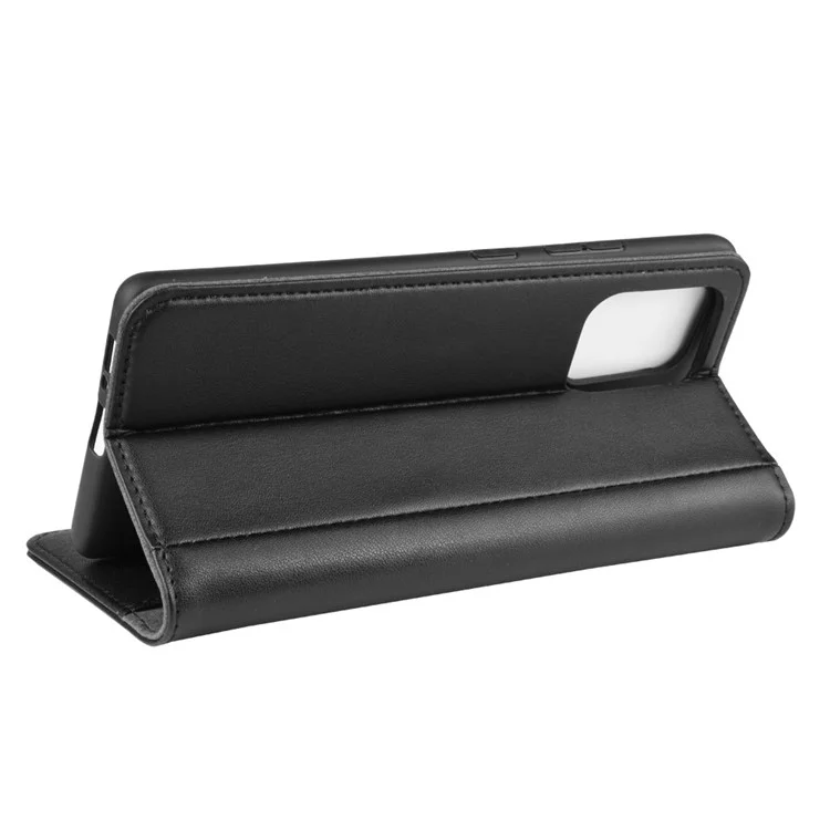 Split Leather Wallet Case Für Samsung Galaxy A91 / S10 Lite / M80s - Schwarz