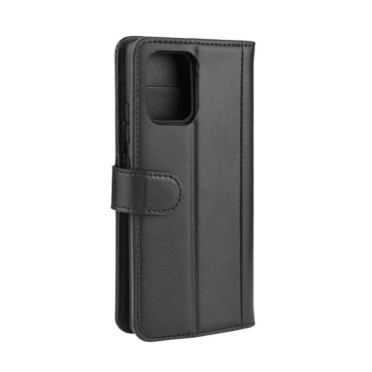 Split Leather Wallet Case Für Samsung Galaxy A91 / S10 Lite / M80s - Schwarz