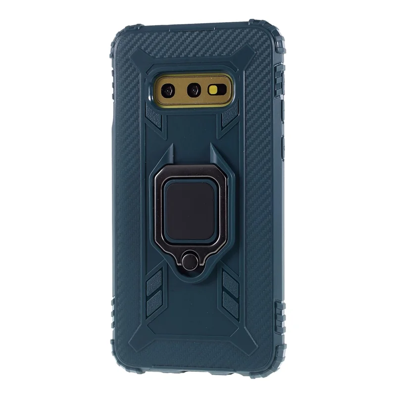 For Samsung Galaxy S10e Finger Ring Kickstand Drop Resistant TPU Shell - Green