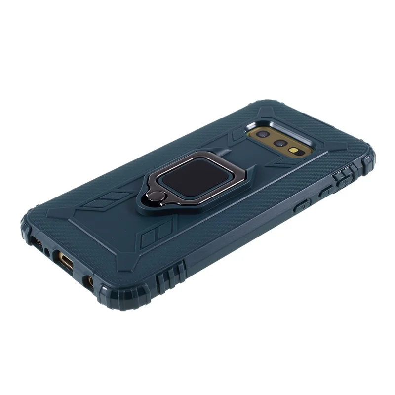 For Samsung Galaxy S10e Finger Ring Kickstand Drop Resistant TPU Shell - Green