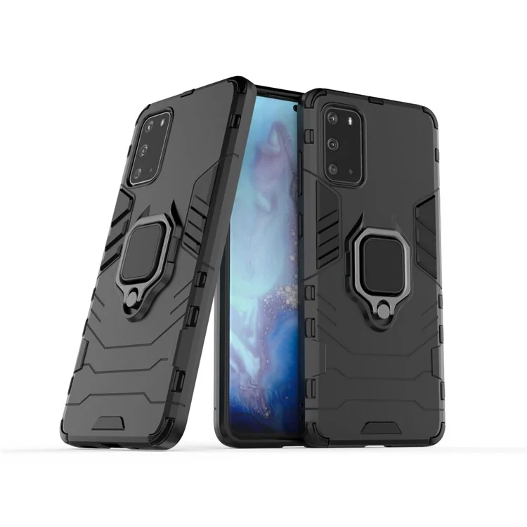 PC + TPU Phone Case with Kickstand for Samsung Galaxy S20 Plus - Black