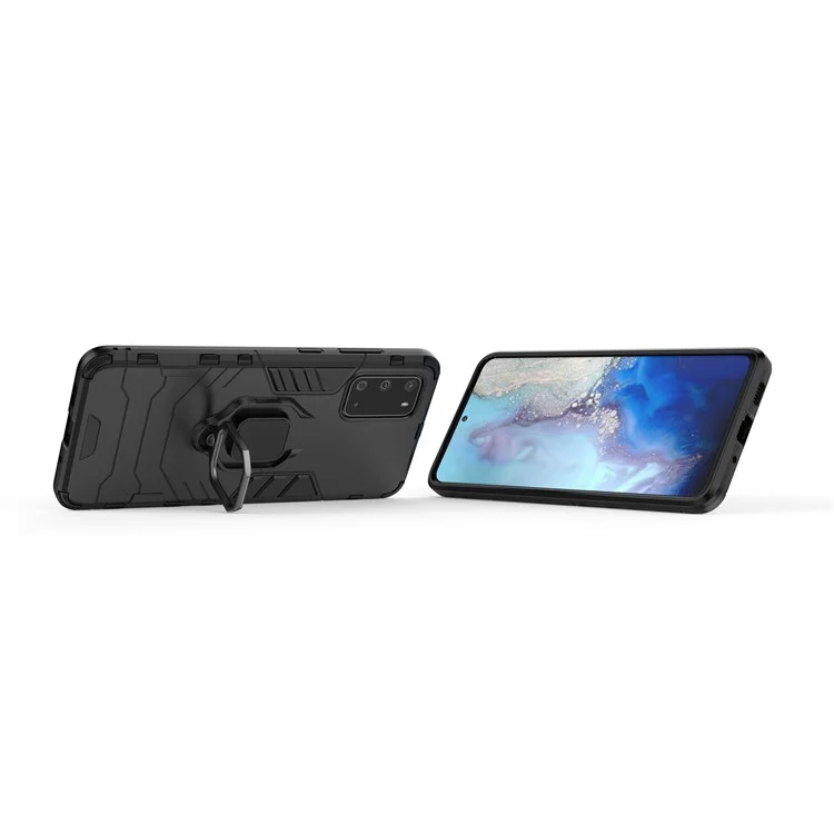 PC + TPU Phone Case with Kickstand for Samsung Galaxy S20 Plus - Black