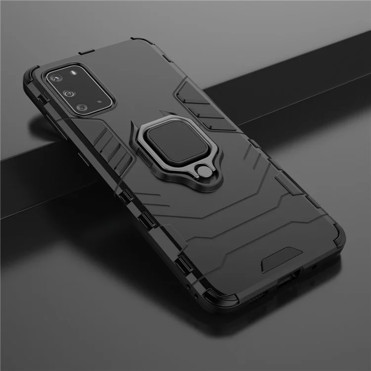 PC + TPU Phone Case with Kickstand for Samsung Galaxy S20 Plus - Black