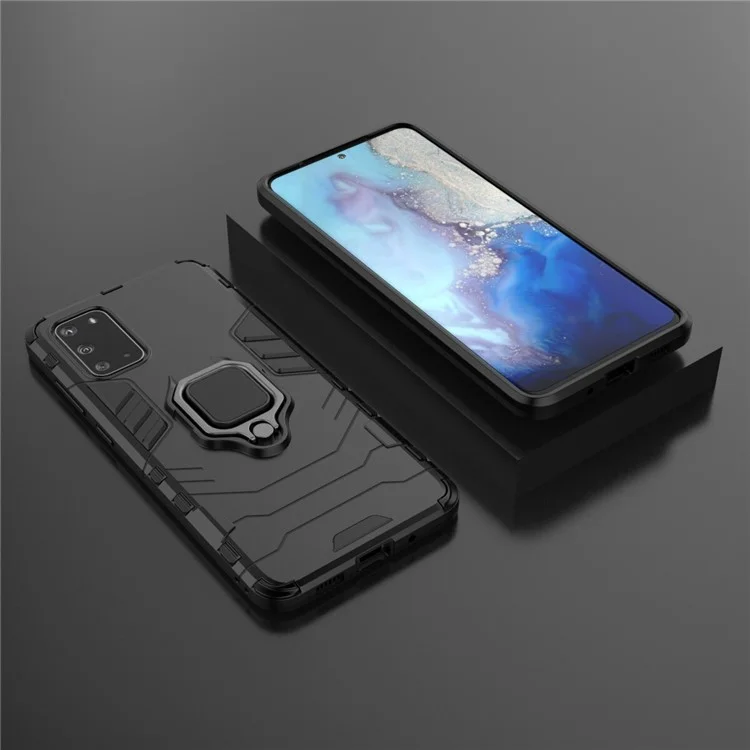 PC + TPU Phone Case with Kickstand for Samsung Galaxy S20 Plus - Black
