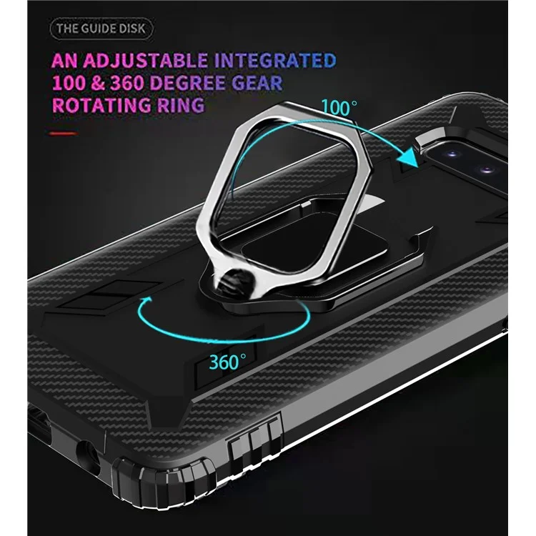 Für Samsung Galaxy S10 Plus Finger Ring Kickstand Drop Resistant TPU -telefongehäuse - Schwarz