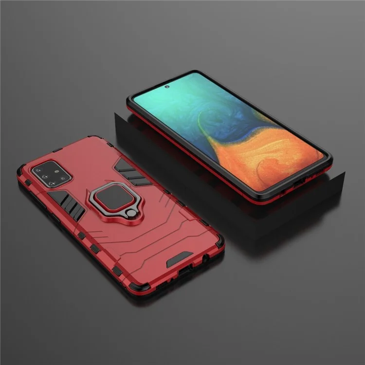 Plastic + TPU Case with Kickstand for Samsung Galaxy A71 - Red