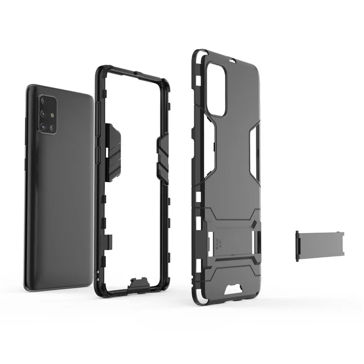 2 em 1 PC + TPU Telefone Com Kickstand Para Samsung Galaxy A71 - Preto