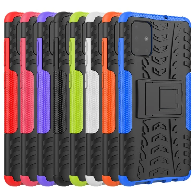 Anti-slip PC + TPU Hybrid Case with Kickstand for Samsung Galaxy A71 - Black