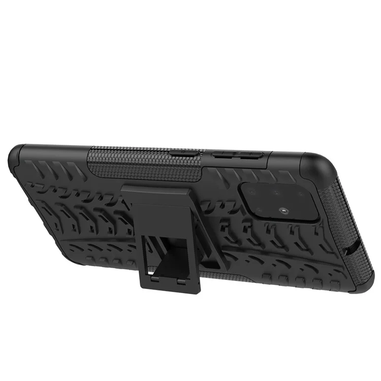 Anti-slip PC + TPU Hybrid Case with Kickstand for Samsung Galaxy A71 - Black