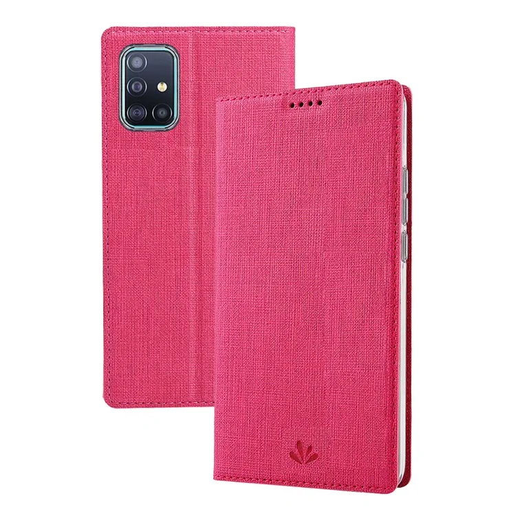 Vili DMX Cross Skin Stand Card de Couro Case Para Samsung Galaxy A71 - Rosa