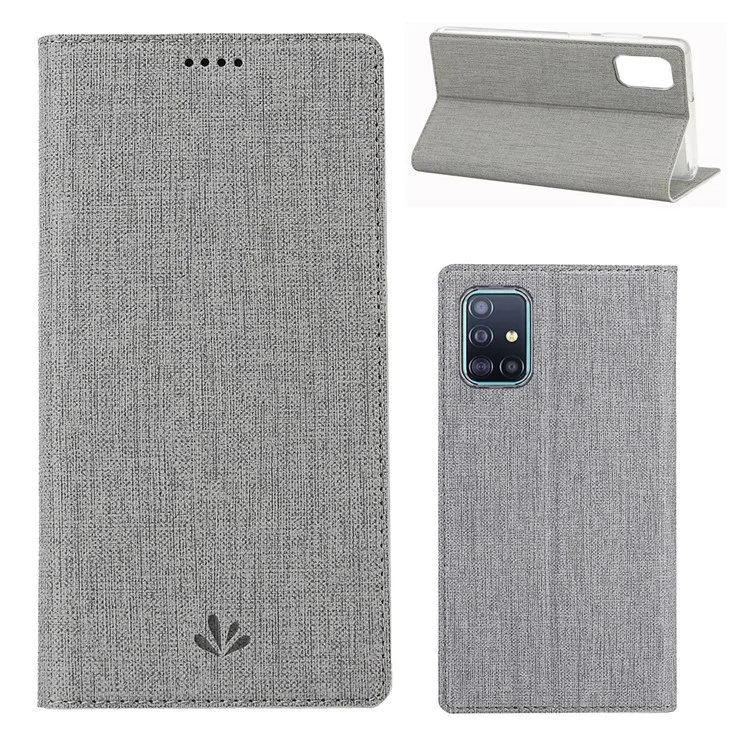 VILI DMX Cross Texture Leather Case with Card Holder for Samsung Galaxy A51 - Grey