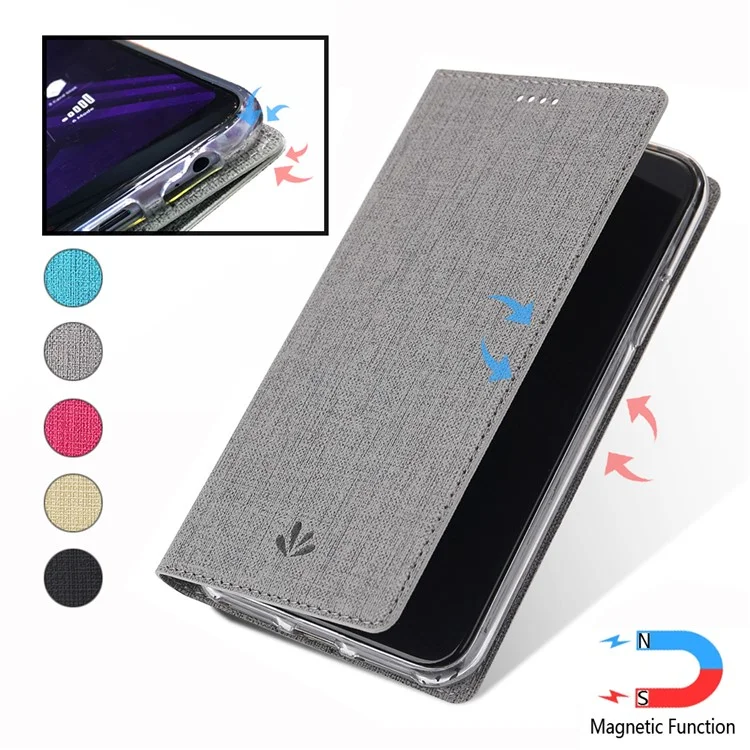 Case de Cuero de Textura Cruzada Vili DMX Con Soporte de Tarjeta Para Samsung Galaxy A51 - Gris