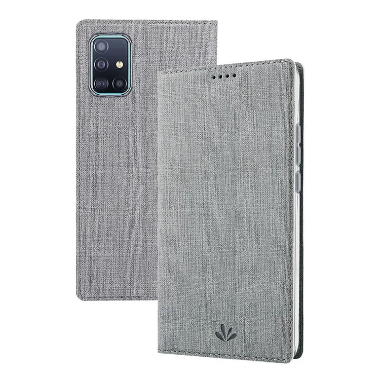 Case de Cuero de Textura Cruzada Vili DMX Con Soporte de Tarjeta Para Samsung Galaxy A51 - Gris