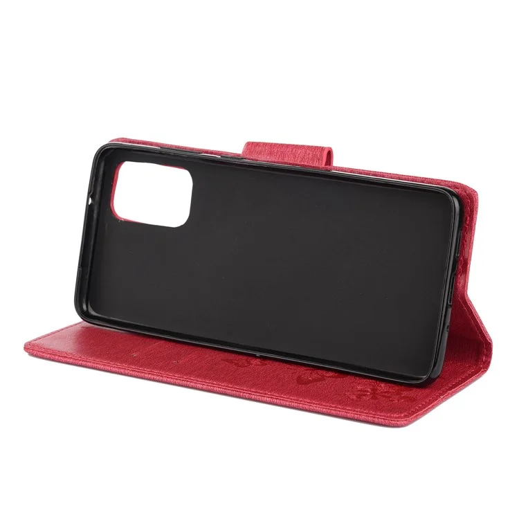 Caixa de Telefone da Carteira de Couro de Borboleta Com Borboleta Para Samsung Galaxy S20 4G/S20 5G - Vermelho