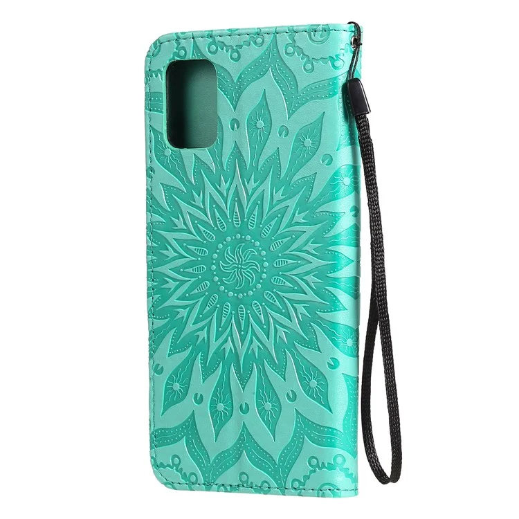 Kt-sprudelblumen-serie-1-abdruck Sonnenblume Leder Brieftasche Für Samsung Galaxy A51 - Cyan