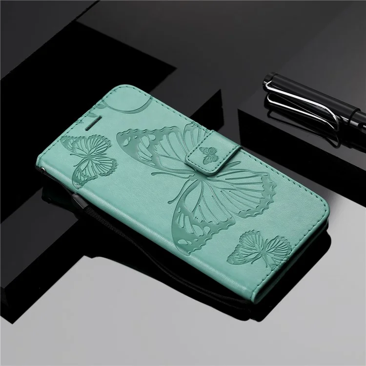 KT Implinting Flower Series-2 Butterfly Imprint Leather Styly Case Для Samsung Galaxy S20 Plus - Зеленый