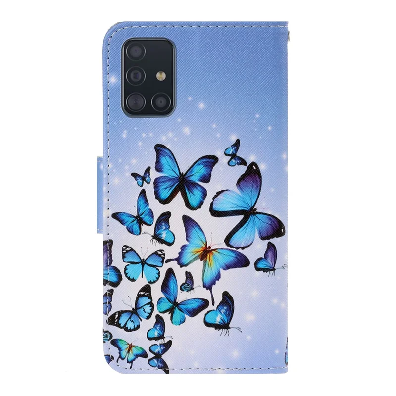 Pattern Printing Flip Leather Wallet Phone Shell for Samsung Galaxy A71 A715 - Butterfly Group