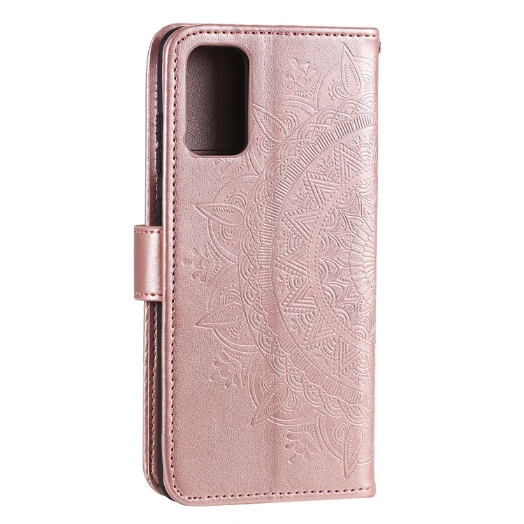 Custodia Per il Portafoglio in Pelle di Fiore Impronta Per Samsung Galaxy S20 4G/S20 5G - Oro Rosa