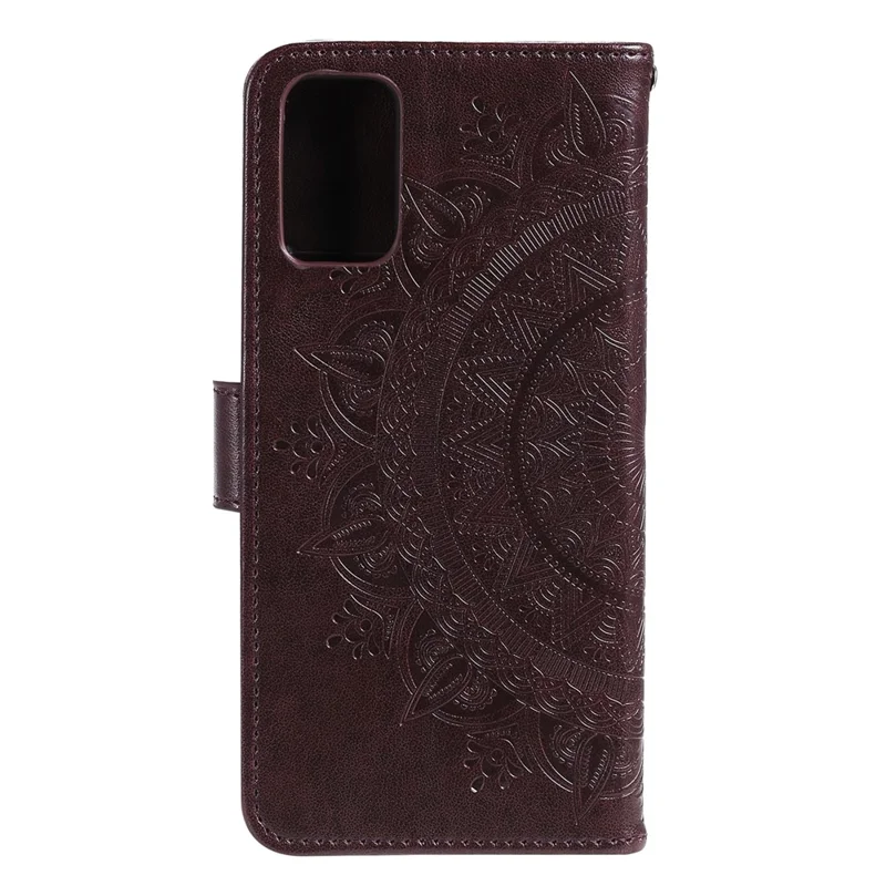 Imprint Flower Leather Wallet Case for Samsung Galaxy S20 4G/S20 5G - Brown