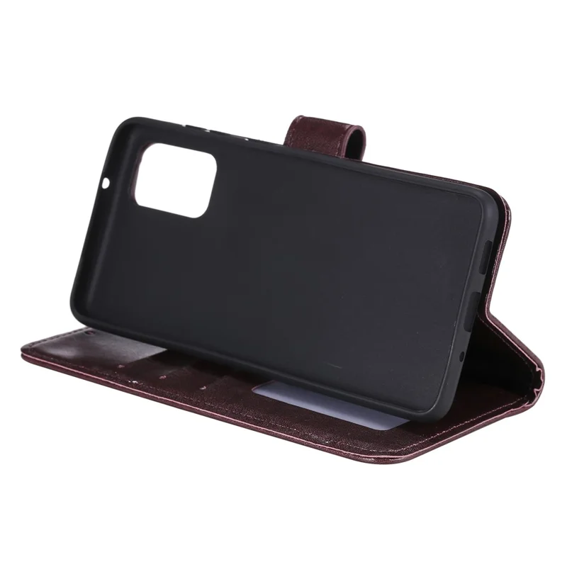 Imprint Flower Leather Wallet Case for Samsung Galaxy S20 4G/S20 5G - Brown