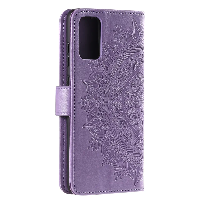 Imprint Flower Leather Wallet Case for Samsung Galaxy S20 4G/S20 5G - Purple