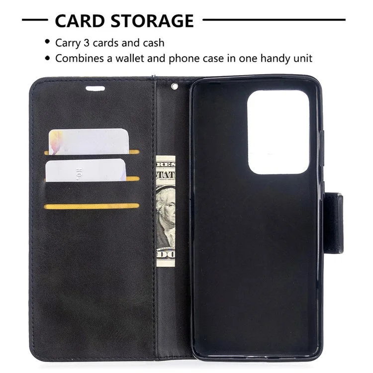 PU Leather Wallet Stand Case Cover for Samsung Galaxy S20 Ultra - Black