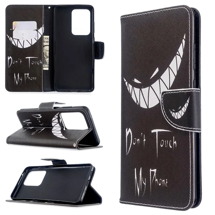 Musterdrucklederbrieftasche Schutzhülle für Samsung Galaxy S20 Ultra - Fass mein Handy nicht an