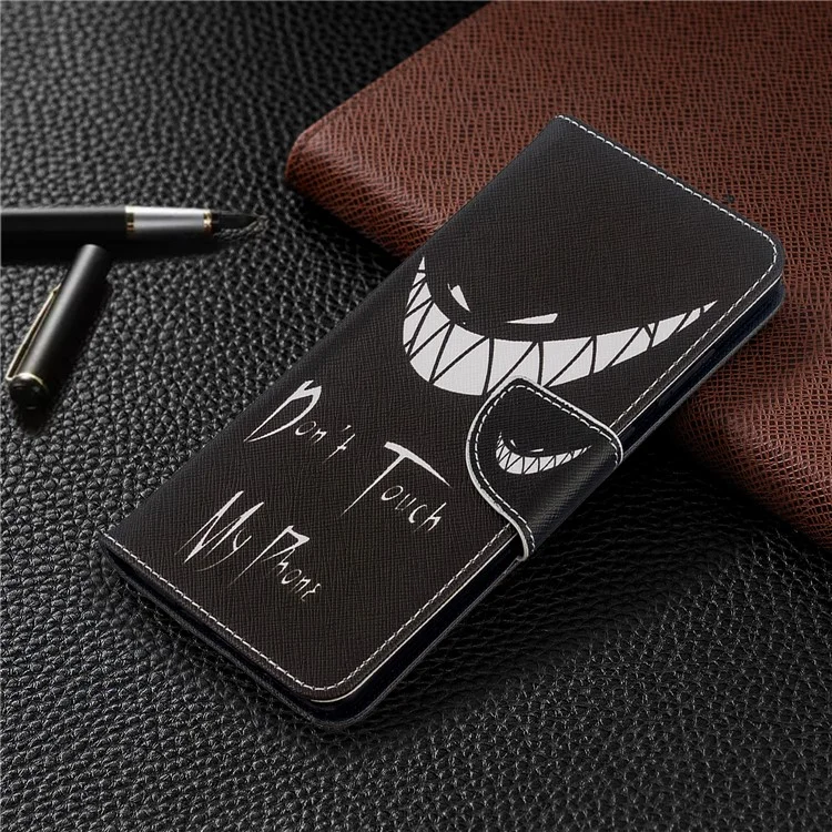 Pattern Printing Leather Wallet Protective Case for Samsung Galaxy S20 Ultra - Don't Touch My Phone