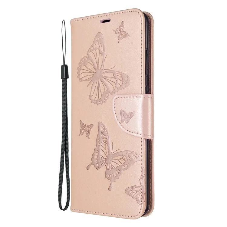 Imprint Butterfly Wallet Leather Stand Case for Samsung Galaxy S20 Ultra - Gold