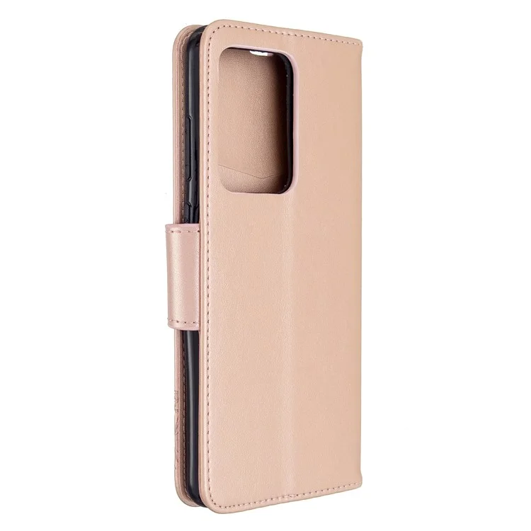 Imprint Butterfly Wallet Leather Stand Case for Samsung Galaxy S20 Ultra - Gold