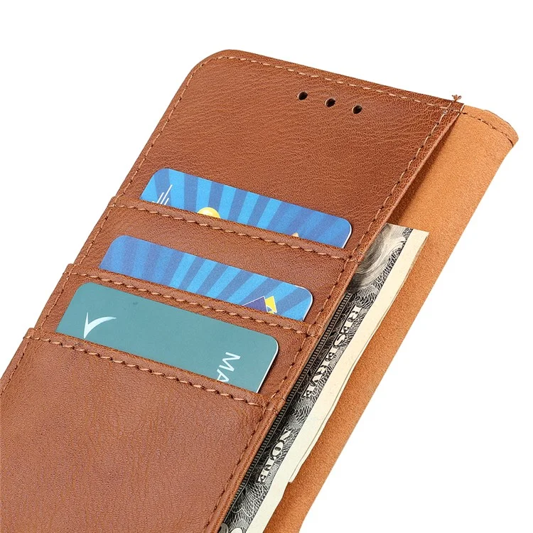 KHAZNEH Wallet Stand Leather Mobile Phone Cover Casing for Samsung Galaxy A50/A50s/A30s - Brown