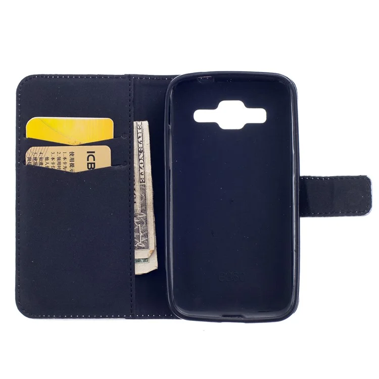Embossment Leather Wallet Stand Shell for Samsung Galaxy Core Prime SM-G360 - Feather and Birds