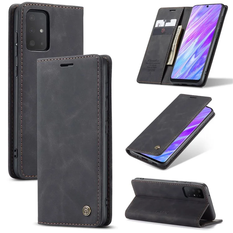 CASEME 013 Série Auto-absorvido Por Business Leather Stand Stand Phone Case Para Samsung Galaxy S20 Plus - Preto