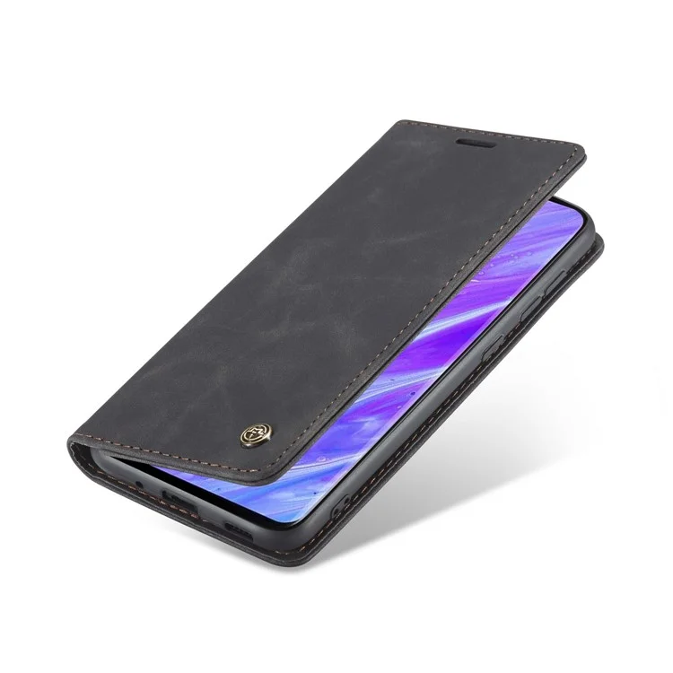 CASEME 013 Series Auto-absorbed Business Leather Wallet Stand Phone Case for Samsung Galaxy S20 Plus - Black