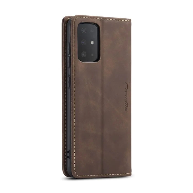 CASEME 013 Series Auto-absorbed Business Leather Wallet Case for Samsung Galaxy S20 Ultra - Dark Brown