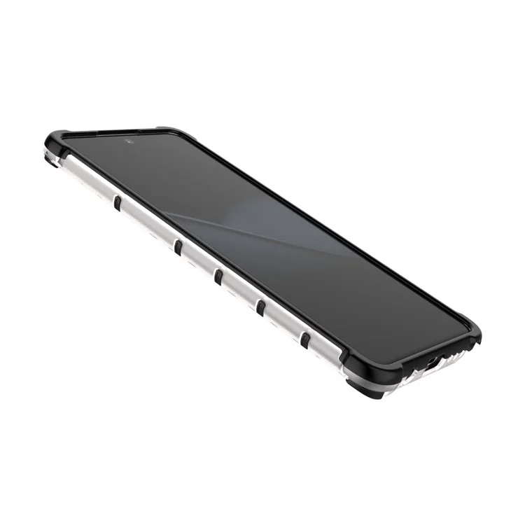 Étui hybride en TPU et PC anti-chocs à motif nid d'abeille pour Samsung Galaxy A81/Note 10 Lite - Blanc
