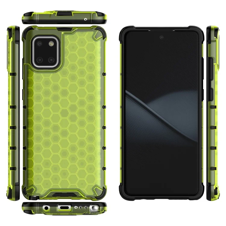 Honeycomb Pattern Shock-proof TPU + PC Hybrid Case for Samsung Galaxy A81/Note 10 Lite - Green