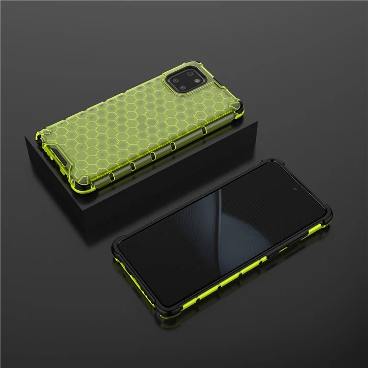 Honeycomb Pattern Shock-proof TPU + PC Hybrid Case for Samsung Galaxy A81/Note 10 Lite - Green