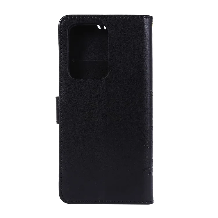 Étui de téléphone portable en cuir avec support portefeuille à motif papillons Imprint pour Samsung Galaxy S20 Ultra - Noir