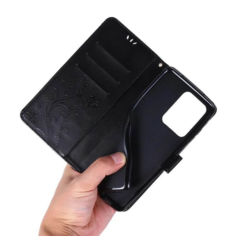 Étui de téléphone portable en cuir avec support portefeuille à motif papillons Imprint pour Samsung Galaxy S20 Ultra - Noir