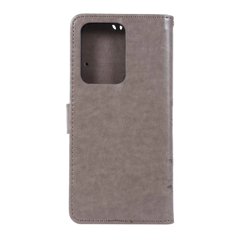 Imprint Butterflies Wallet Stand Flip Leather Phone Case for Samsung Galaxy S20 Ultra - Grey