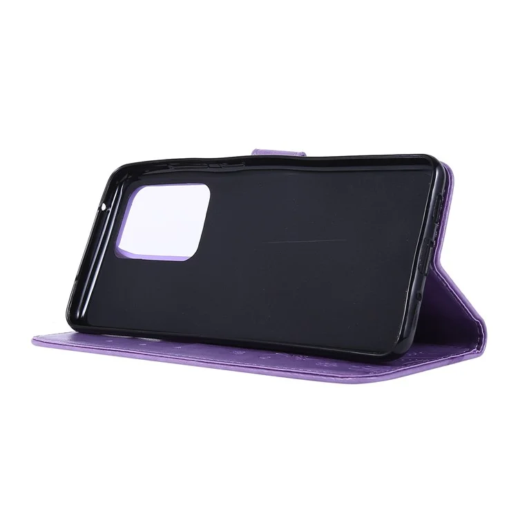Portafoglio Imprint Butterflies Stand Flip Custodia in Pelle per Samsung Galaxy S20 Ultra - Viola