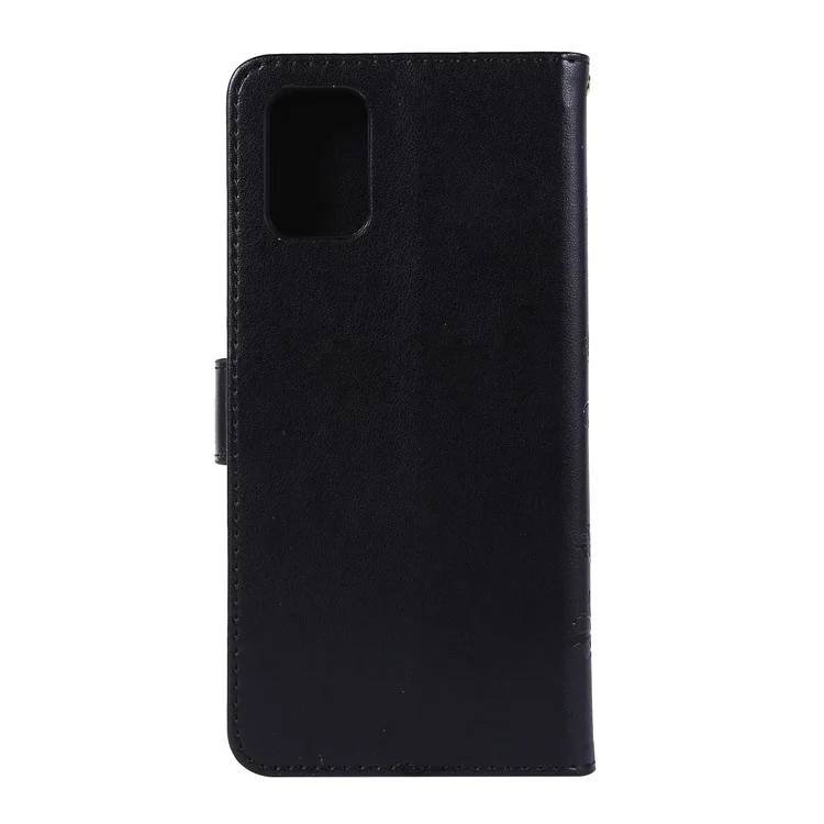 Imprint Butterflies Wallet Stand Flip Leather Phone Case for Samsung Galaxy A71 A715 - Preto