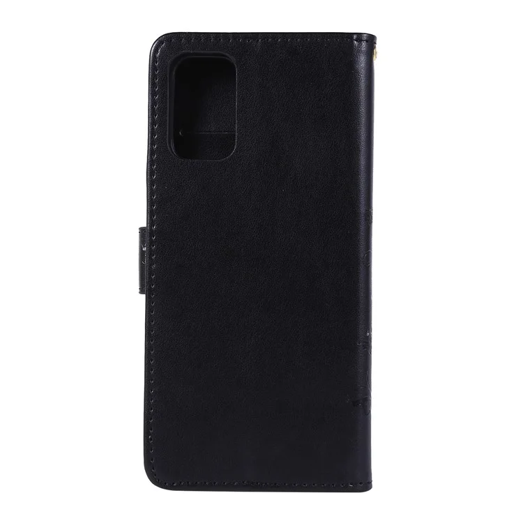 Mentions D'empreinte Papillons Portefeuille Porte-pièce Flip Cuir Coffre De Téléphone Pour Samsung Galaxy S20 Plus - Noir