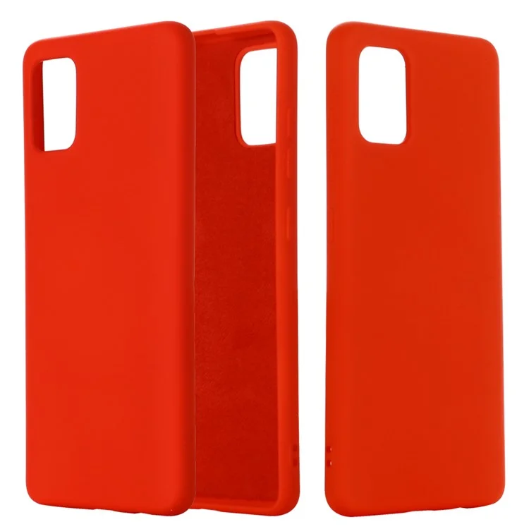 Capa Protetora de Silicone Líquido para Samsung Galaxy A71 Design de Cor Sólida Acessório de Celular - Vermelho
