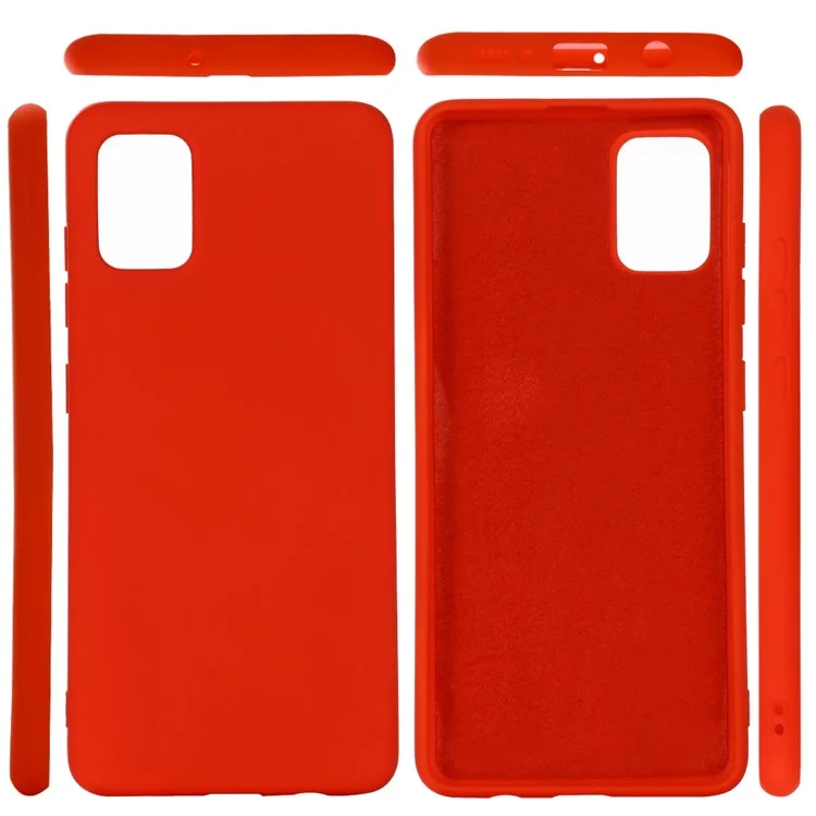 Capa Protetora de Silicone Líquido para Samsung Galaxy A71 Design de Cor Sólida Acessório de Celular - Vermelho