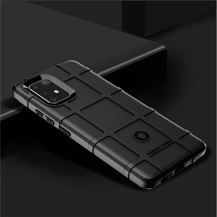 Rugged Shield Square Grid Textur TPU Shell Phone Hülle Für Samsung Galaxy A91/S10 Lite - Schwarz